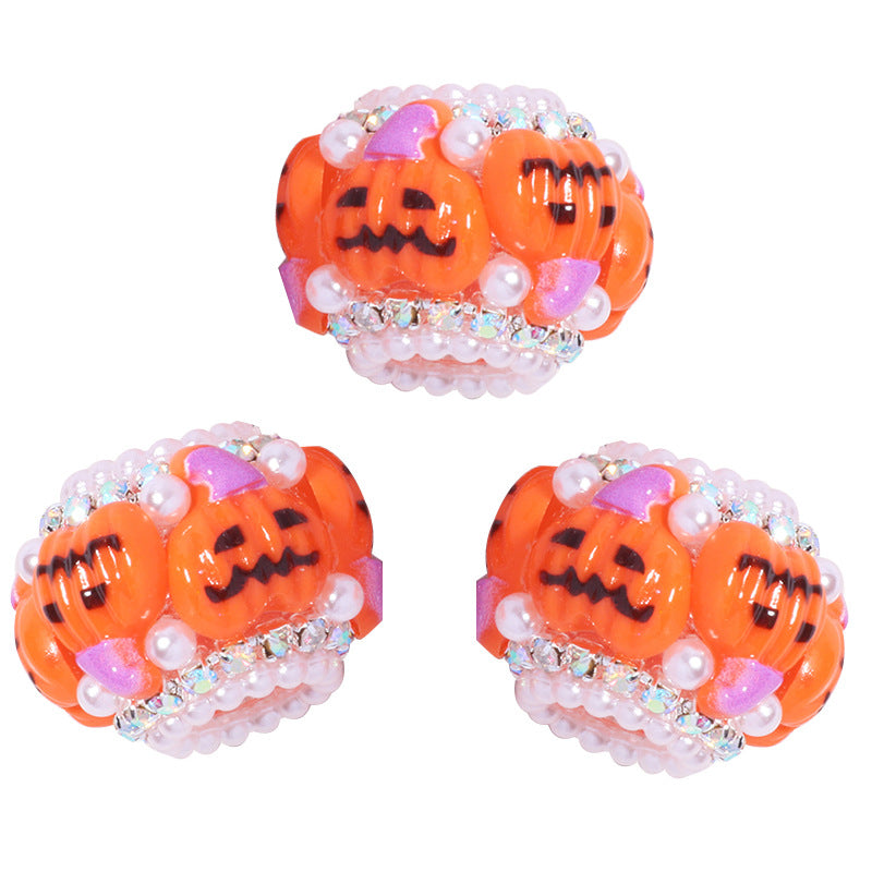 Wholesale 5pcs/pack  pumpkin diamond ball straight hole beads DIY accessories